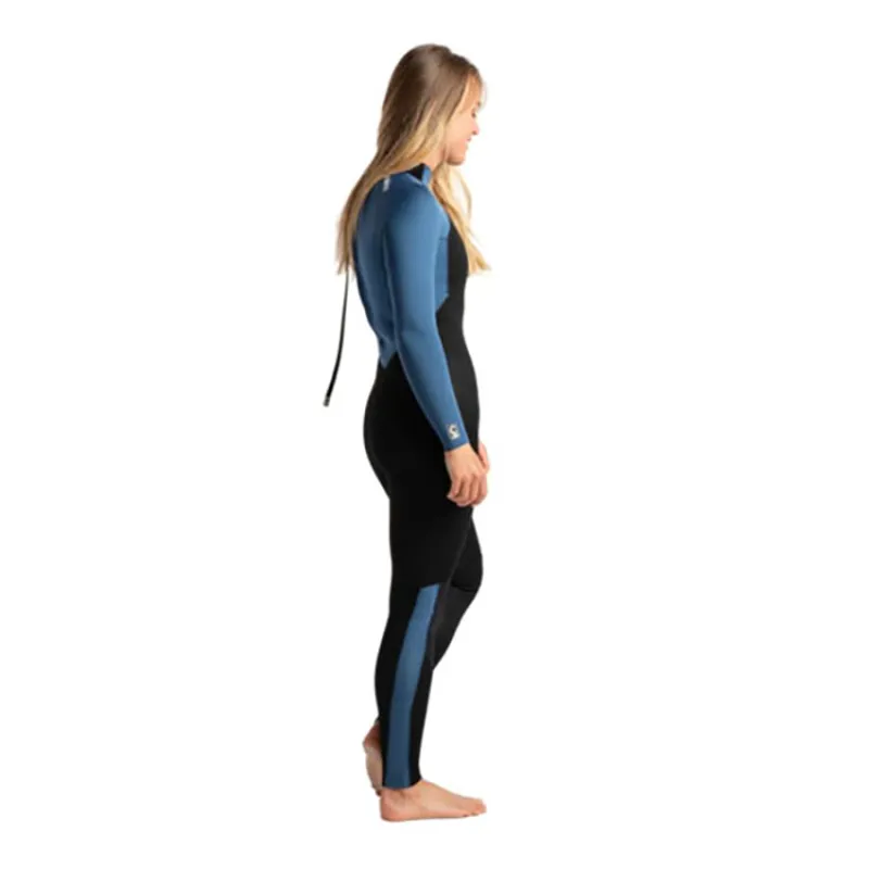C-Skins Surflite 3:2 Women's GBS Back Zip Steamer Wetsuit Black/Cascade Blue/White-2